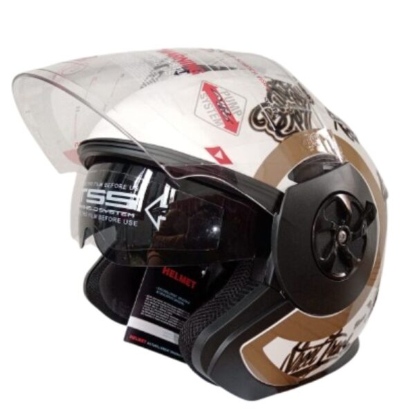 Casco de moto chopper certificado en blanco - Imagen 3