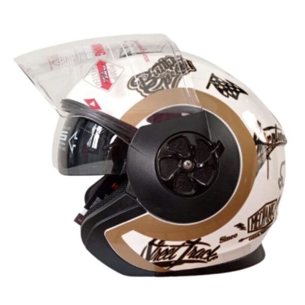 Casco de moto chopper certificado en blanco - Imagen 2
