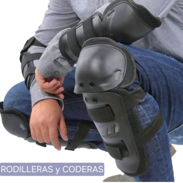 Kit Coderas Y Rodilleras Para Motociclistas En Negro - Imagen 4