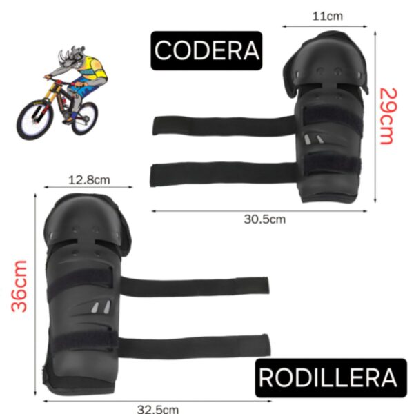 Kit Coderas Y Rodilleras Para Motociclistas En Negro - Imagen 2