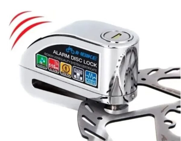 Candado De Disco Con Alarma Para Moto En Plateado