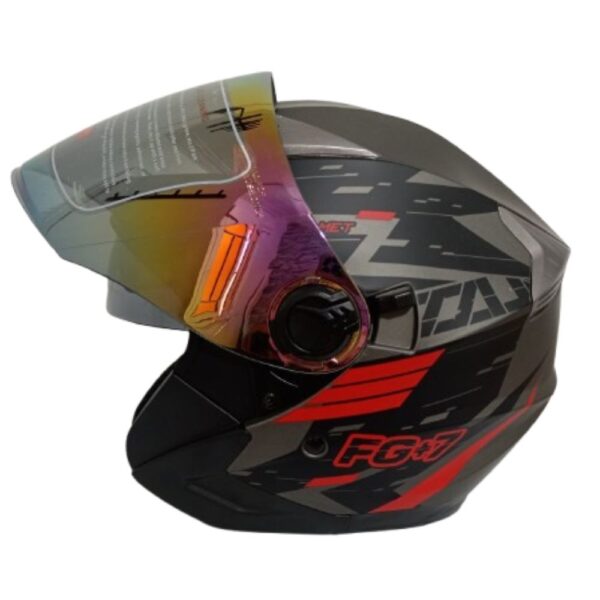 Casco de Moto Abierto Open Face Bacter en Rojo | Estilo y Seguridad / Talla L - Imagen 2