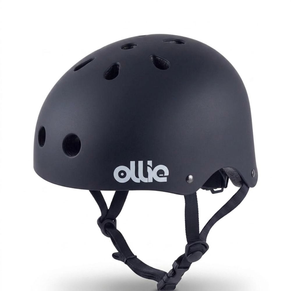Cascos de Bicicleta Ollie Negro Talla L con Luz Trasera y Correa Ajustable
