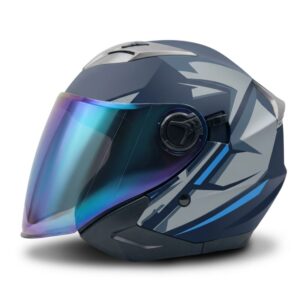 Casco Abierto Scoat Jet Azul | Visor Azulado | Diseño Abstracto | Certificación BLD