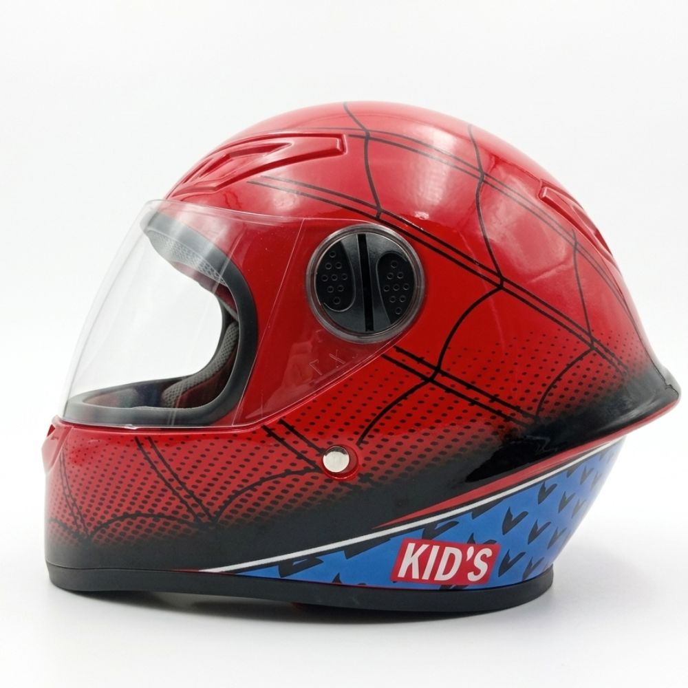Casco Infantil de Moto Hombre Araña Rojo | Visor Transparente | Correa Ajustable | Niños 5 a 11 años