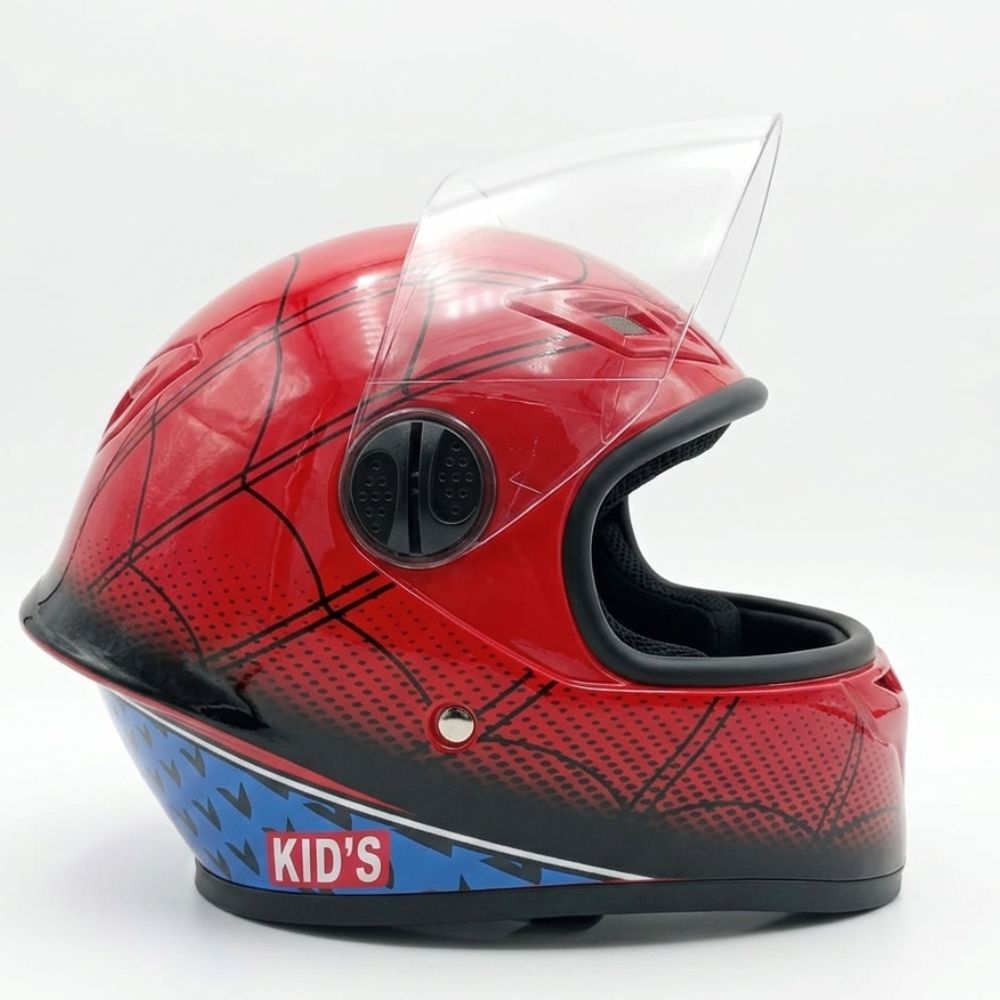 Casco Infantil de Moto Hombre Araña Rojo | Visor Transparente | Correa Ajustable | Niños 5 a 11 años - Imagen 2