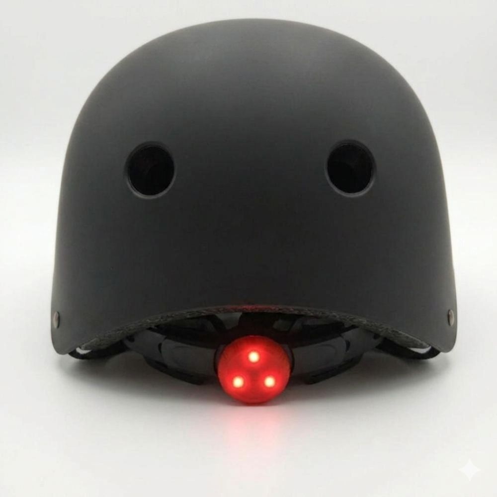 Cascos de Bicicleta Ollie Negro Talla L con Luz Trasera y Correa Ajustable - Imagen 3