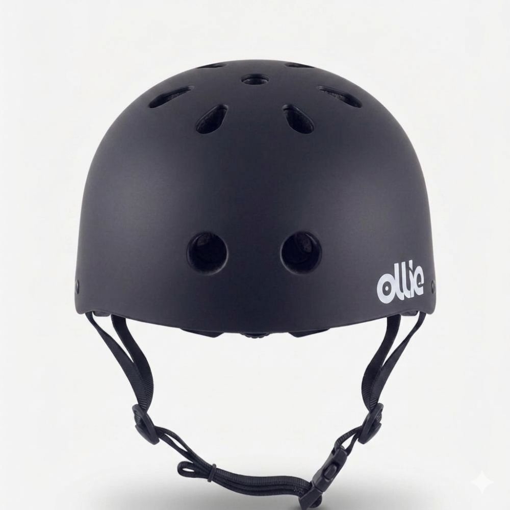 Cascos de Bicicleta Ollie Negro Talla L con Luz Trasera y Correa Ajustable - Imagen 2
