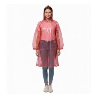 Impermeable Poncho para Lluvia Económico Rojo Translúcido Talla Única Unisex con Capucha